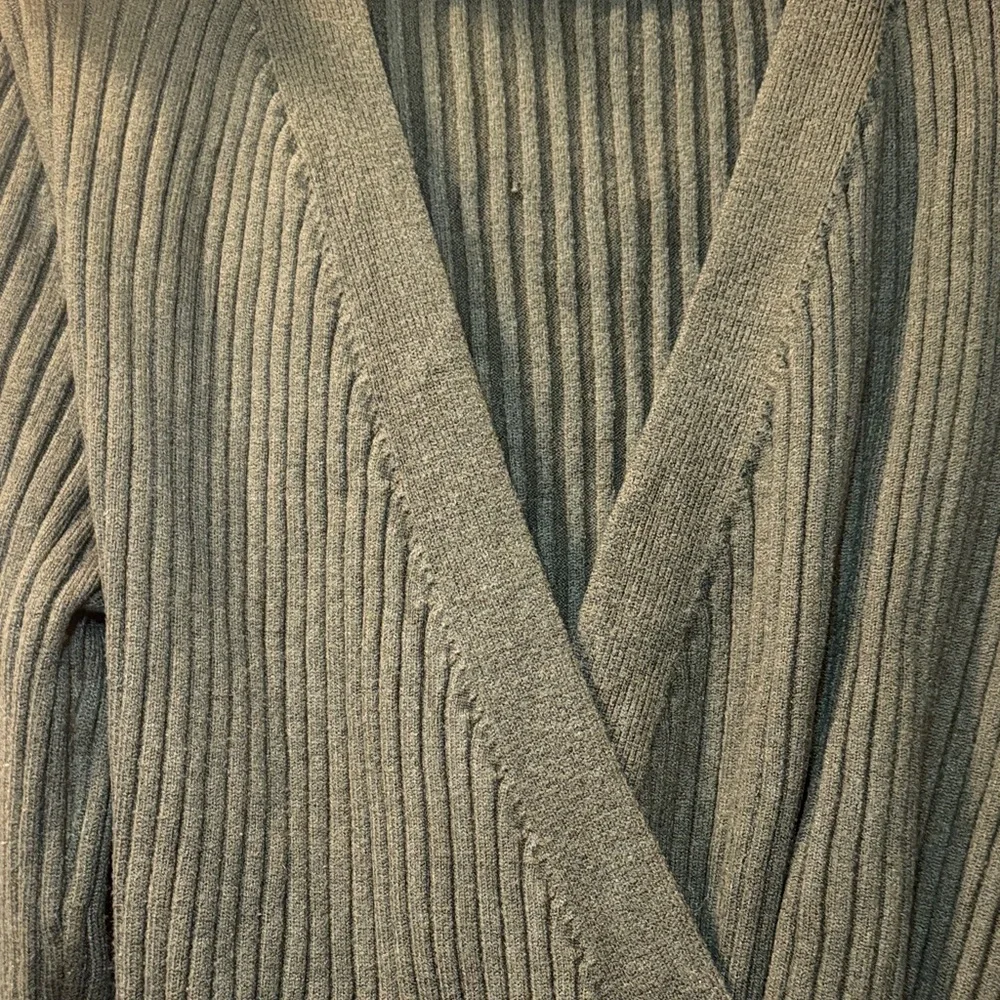 Women's Ribbed Wrap Tie Cardigan - Dark Olive
